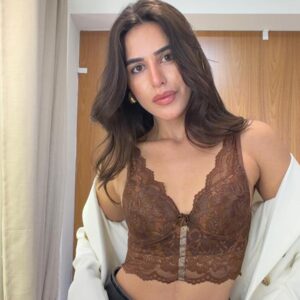 Conjunto Cropped Todo Em Renda Com Recortes